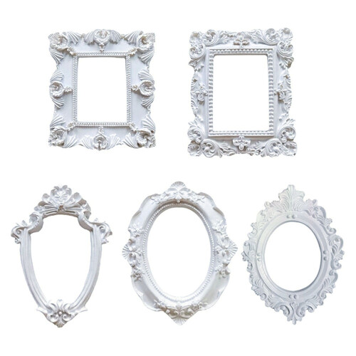 10Pcs  Frames -White Small Vintage Flower Oval Rectangle Baroque Frames Table Top Frame for Holiday Partys Decor 1