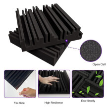24Pcs Self-Adhesive Acoustic Foam Panels,12 X 12 X 2 Inches Sound Absorbing Foam,Recording Studio Sound Proof Foam Black