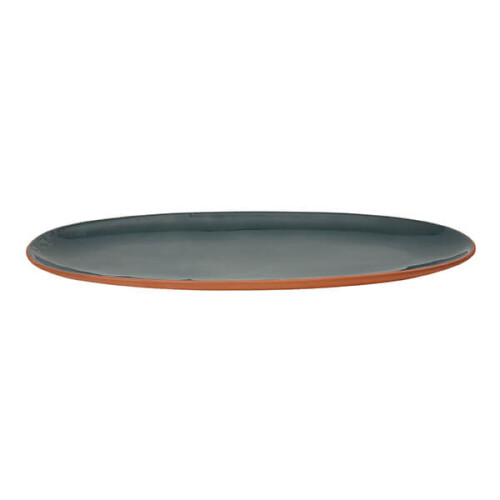 Dexam Sintra Glazed Terracotta Oval Serving Platter Ink Blue