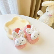 (Pink, 0-6M) 1 Pair Adorable Bunny Cartoon Non-Slip No-Show Baby Socks,Soft Breathable Low Cut Socks with Cute Rabbit Design