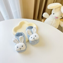 (Sky Blue, 0-6M) 1 Pair Adorable Bunny Cartoon Non-Slip No-Show Baby Socks,Soft Breathable Low Cut Socks with Cute Rabbit Design