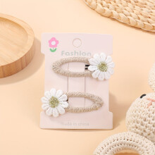 (6) 2 pinzas para el pelo de margaritas adorables para niñas, accesorios de flequillo hechos a mano de tela fresca y bonita