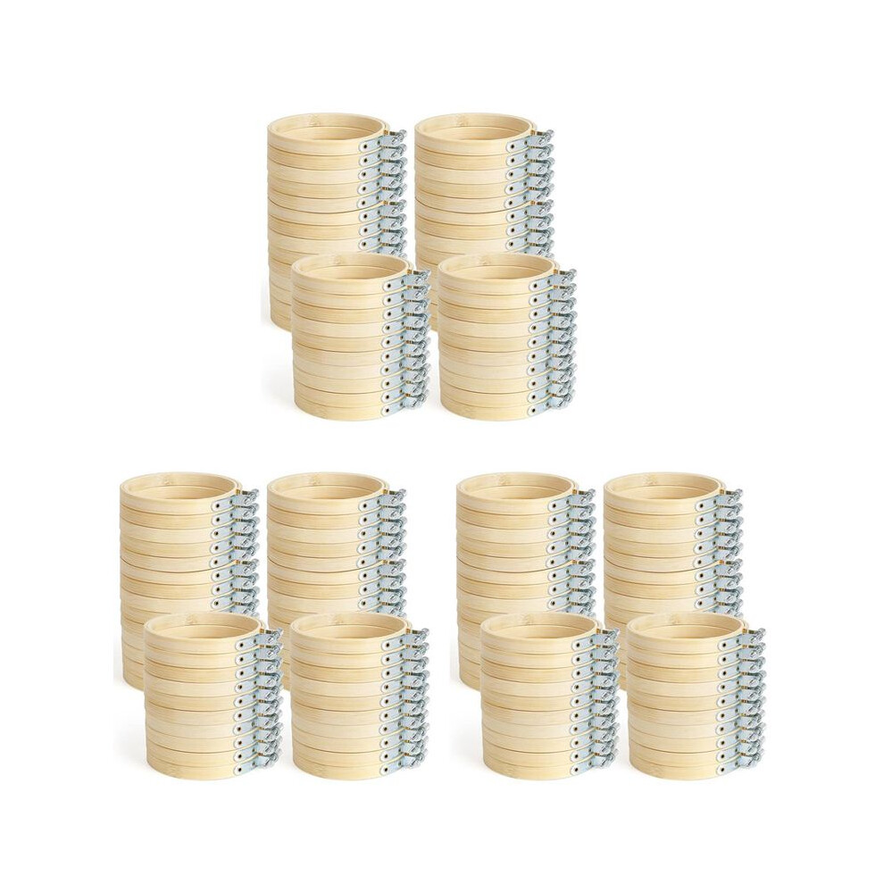 144Pieces 3Inch Embroidery Hoop Embroidery Hoop Bamboo Round Hoop For Diy Needlework, Sewing And Crafts 8Cm 6031536136752