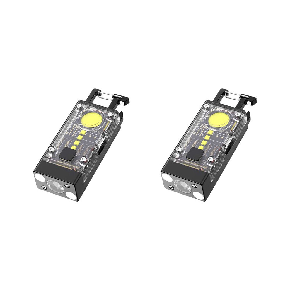 2X Led Cob Keychain Light Solar Type-C Usb Rechargeable Portable Waterproof Flashlight For Power Outage Emergency 6031692451331