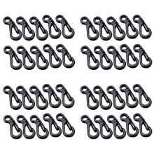 40PC SF Spring Backpack Clasps Climbing Carabiners EDC Keychain Camping Bottle Hooks Paracord Survival Gear - Black