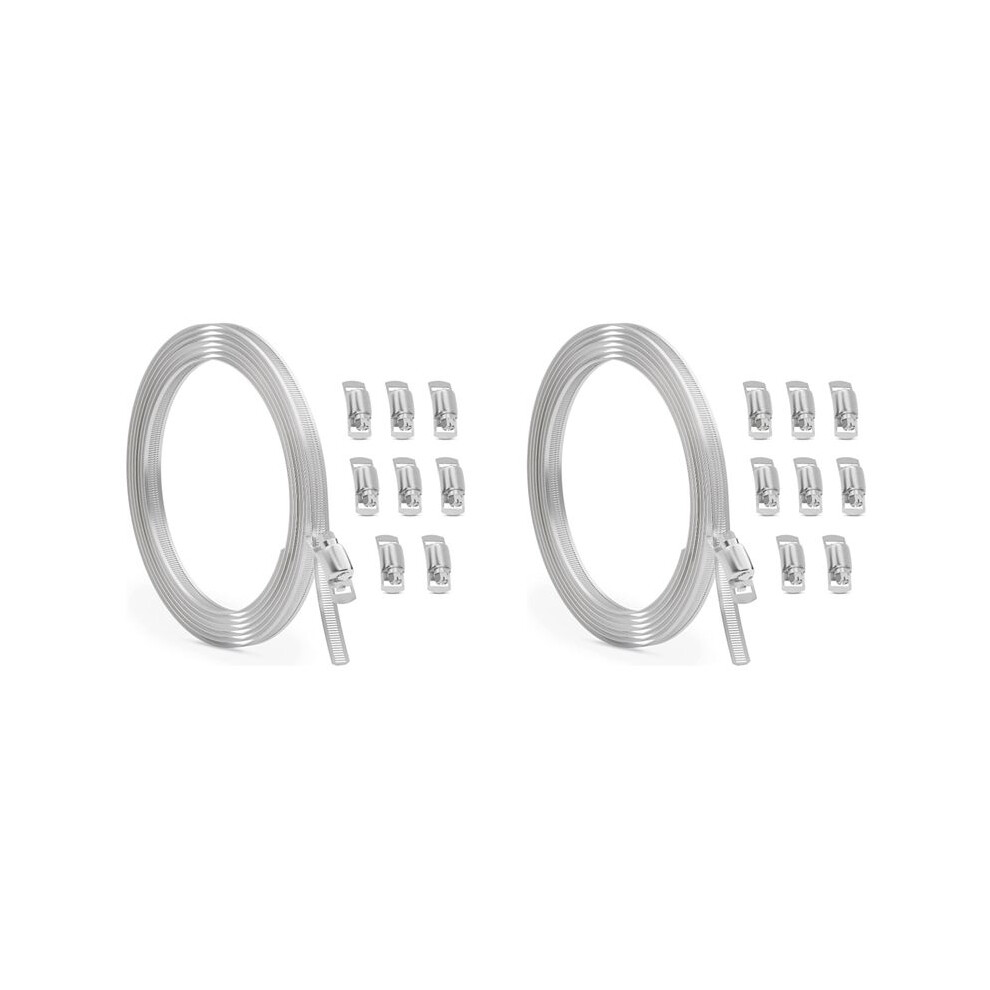 2Pcs 10Ft Stainless Steel Hose Clamp Assortment Kit,Worm Gear Band Hose Clamp Screw Pipe Clamp For Duct 6031048121949