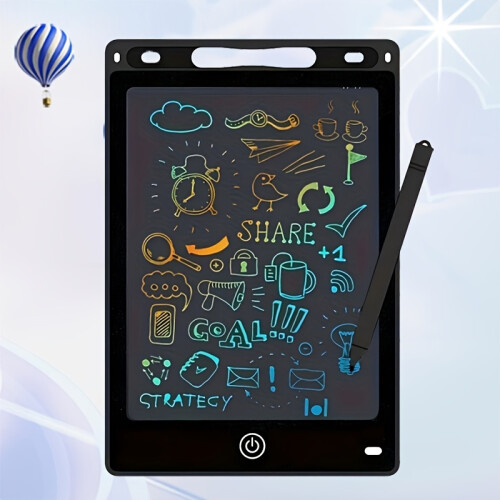 (Black) LCD Writing Tablet for Kids, 21.59 cm, Colorful Doodle Drawing Board, Features a Lock Function, Erasable And Reusable