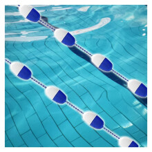 Pool Safety Rope 47ft with Hooks, Blue White Lane Divider, Visibility Floats, Durable Nylon