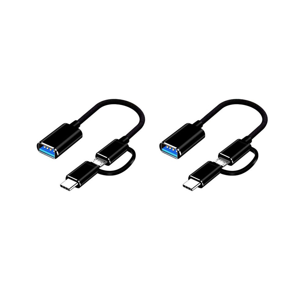 2X 2 In 1 Usb 3.0 Otg Adapter Cable Type-C Micro-Usb To Usb 3.0 Interface Converter Black 4713749247792