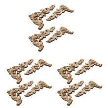 12Pcs Wood Carved Corner Onlay Applique Unpainted Frame Cupboard Cabinet Decal for Home Furniture Decoration A
