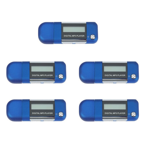 5X Mp3-Spelare 4GB U Disk Music Player StöDer Utbytbart AAA-Batteri, Inspelning (Blå)