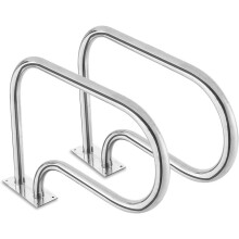 Stainless Steel Pool Handrail Set with AntiSlip Ergonomic Grip, 2Piece Safety Rail for Pools