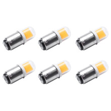 6X Ba15D Lampadina A Led 3W 110 V 220 V Ac Non Dimmerazione 300 Lumen Cob 1511 Led Lampada Bianco Caldo Bianco per Candeliere Macchina (Bianco Caldo)