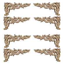 8 Pezzi Legno Intagliato Angolo Onlay Applique Non Verniciato Telaio Armadio Decalcomania per La Decorazione di Mobili per La Casa B