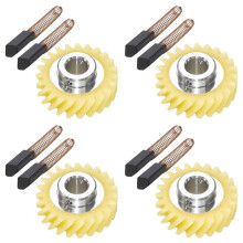 4X W10112253 9706416 Motorborste W10380496 4162897 Mixer Worm Drive Gear för Stand & 4 Par Motorborstar