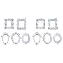 10Pcs Frames -White Small Vintage Flower Oval Rectangle Baroque Frames Table Top Frame for Holiday Partys Decor