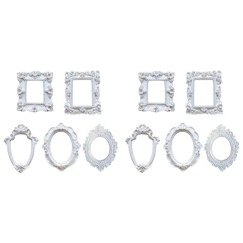 10Pcs  Frames -White Small Vintage Flower Oval Rectangle Baroque Frames Table Top Frame for Holiday Partys Decor