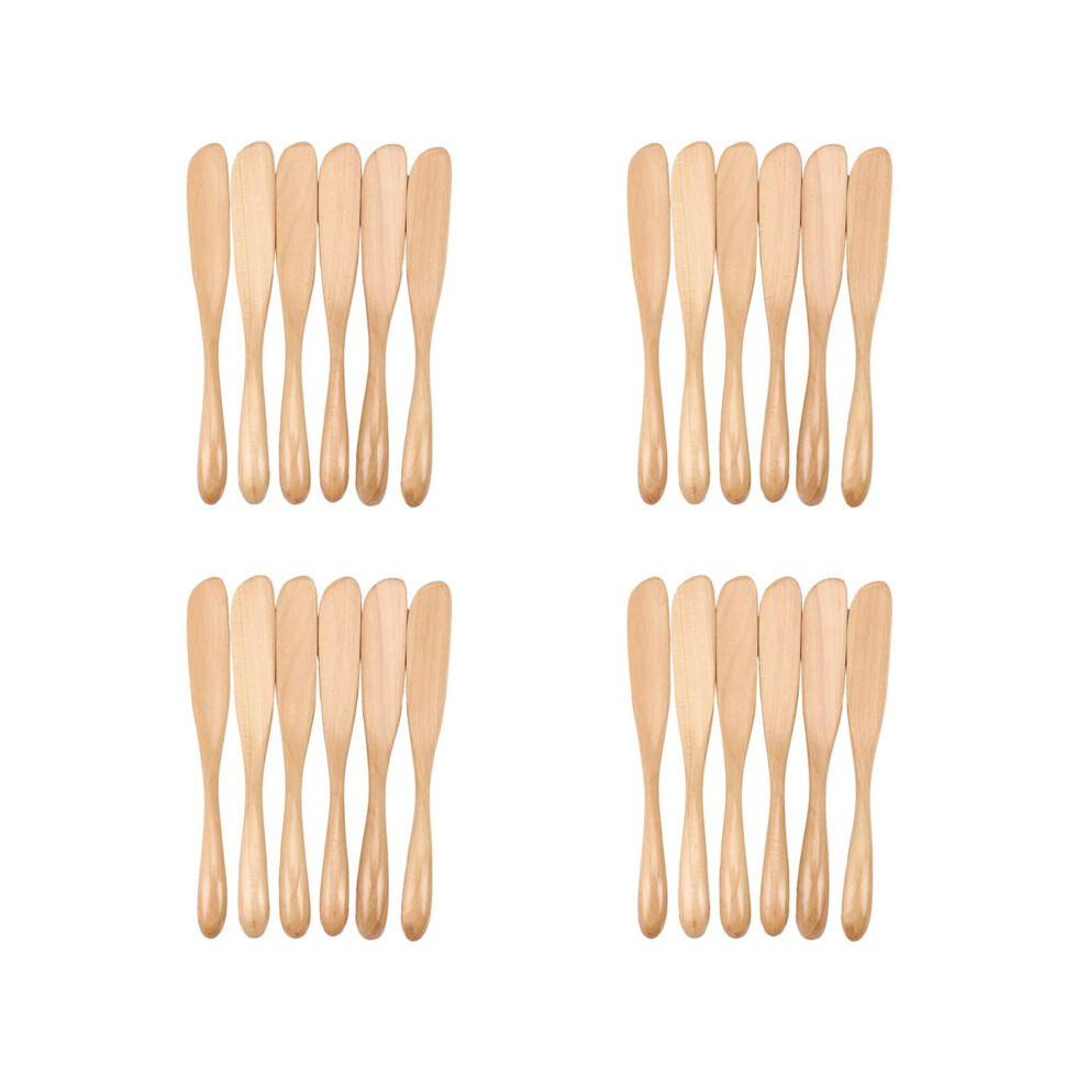 Semoic Wooden Butter Knife Cheese Spreader 6.5 Inch, Jam Knife Butter Cake Knife Mask Knife 24 Pieces