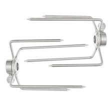 2pcs Stainless Steel Rotisserie Forks with Secure FourClaw Grip for Whole Chicken Cooking