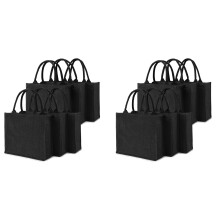 12PCS Black Burlap Tote, Jute Tote Bags with Handles & Laminated Interior, Wedding Bridesmaid Gift Bags, Blank Bags