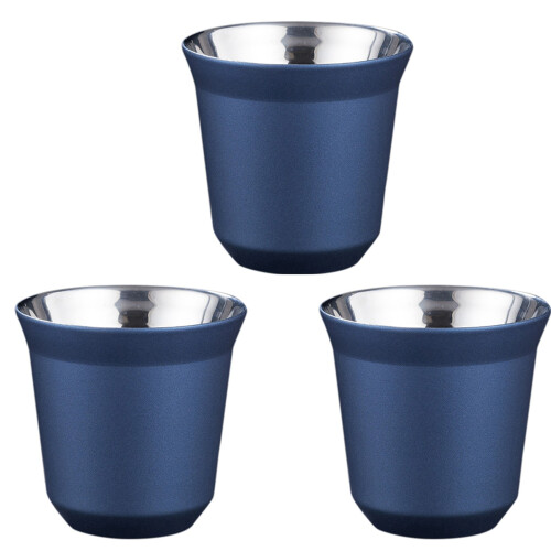 3X 80Ml Double Wall Stainless Steel Espresso Cup Insulation for  Pixie Coffee Cup Capsule Shape Coffee Mugs,D 1