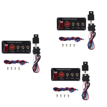 3X 12V Car Ignition Engine Start Push Button 3 Toggle Racing Panel