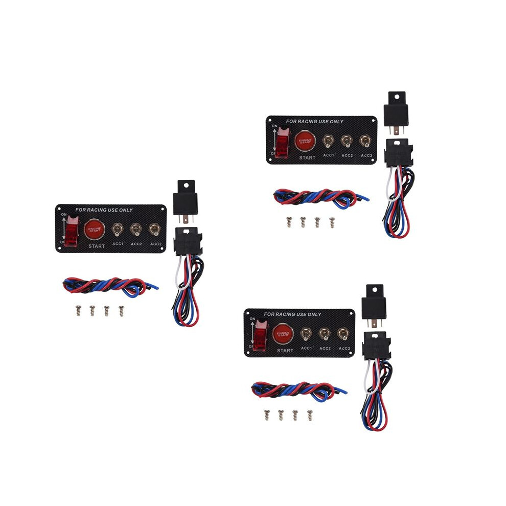 3X 12V Car Ignition Engine Start Push Button 3 Toggle Racing Panel Red 4714239042712