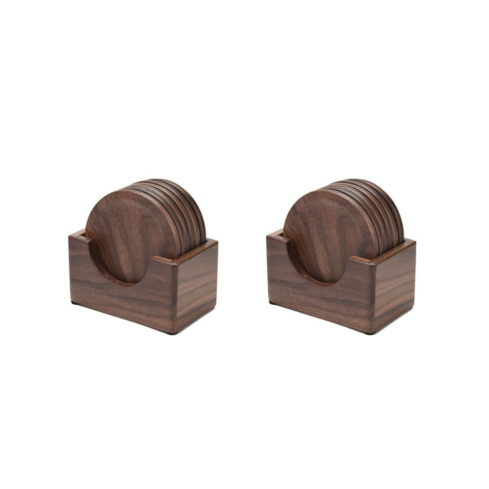 Semoic 12Pcs Walnut Wood Coasters Placemats Decor Round Heat Resistant Drink Mat Home Kitchen Table Tea Coffee Cup Pad