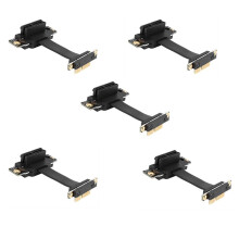 5X PCIE X1 Riser Cable Dual 90 Degree Right Angle PCIe 3.0 X1 to X1 Extension Cable 8Gbps PCI Express 1X Riser Card 5CM