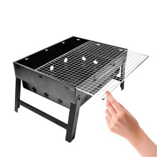 Portable Charcoal Grill Folding BBQ Kabob Stove for Outdoor Cooking Camping Picnic Black 40.5x27.5x20cm