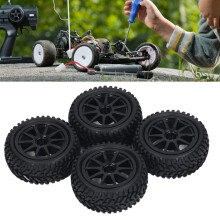 4 Stück Schwarz RC 1/16 Rad- und Reifensatz, Durchmesser 74 mm