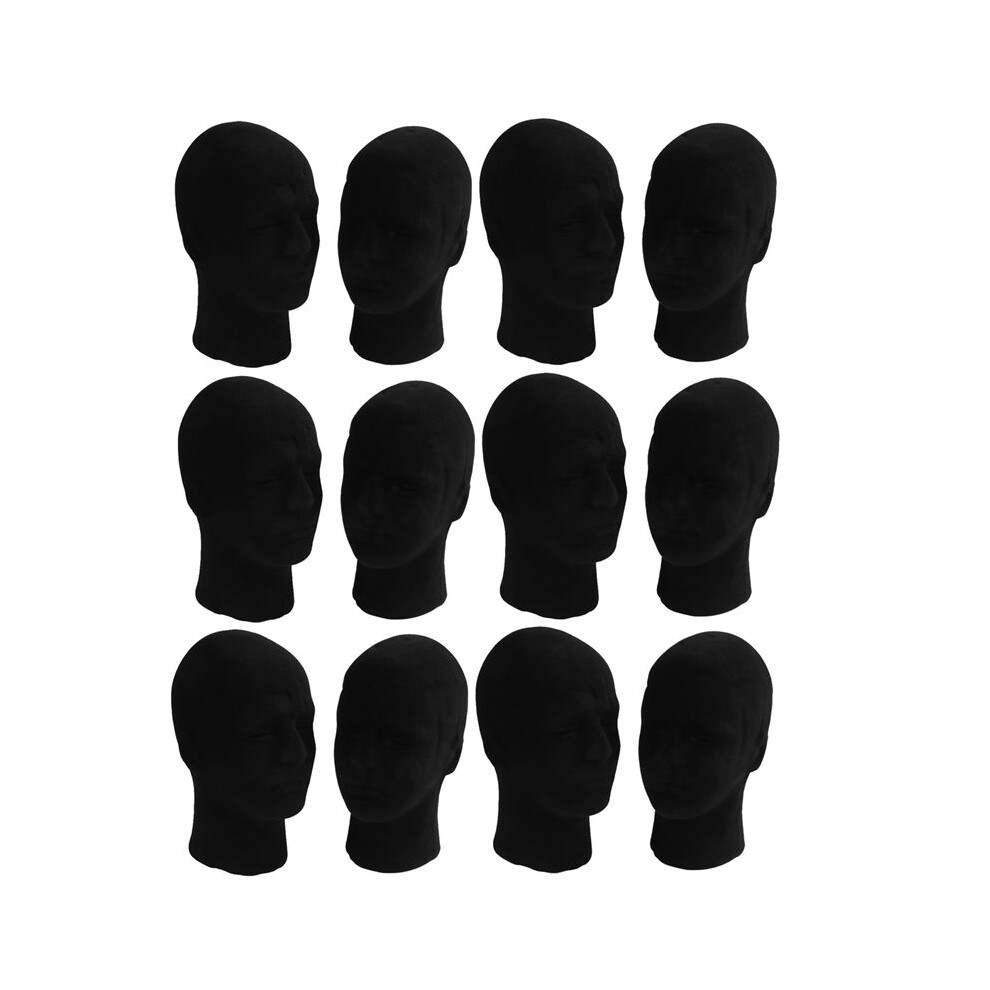 Semoic Polystyrene Black Foam Men Model Mannequin Dummy Stand Shop Display Hat, 12 X Black