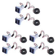 6 STUKS Stroom Spanning Hertz Meters, Digitale 3In1 22Mm Voltmeter AmpèRemeter Hz Meter AC 60-500 V Stroom Frequentie Indicator