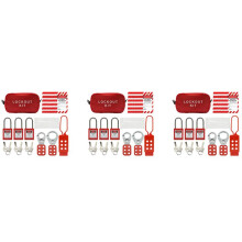 3sets Lockout Tagout-Kit - Lockout Tagout-Tag, Nylon Band, Nylon Opbergtas, Rood Veiligheidshangslot, Lockout-Tagout-Sloten ( Kit)