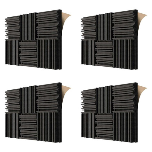 PainéIs de Espuma AcúStica Autoadesivos de 24 Unidades, Espuma Absorvente de Som de 12 X 12 X 2 Polegadas, Espuma À Prova de Som de EstúDio de