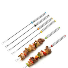 BBQ Skewers Set 9pcs Stainless Steel Roasting Sticks for Sausages Marshmallows and Camping Grill