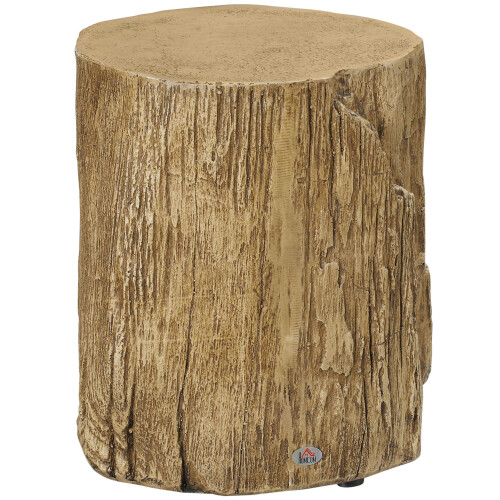 Homcom HOMCOM Concrete Side Table Tree Stump End Table for Indoor Outdoors Natural 1