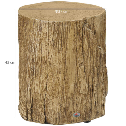 Homcom HOMCOM Concrete Side Table Tree Stump End Table for Indoor Outdoors Natural 2