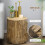 Homcom HOMCOM Concrete Side Table Tree Stump End Table for Indoor Outdoors Natural 5