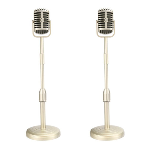 2X Modello di Supporto per Microfono da Tavolo Vintage con Altezza Regolabile, Supporto per Microfono nel Stile Retrò Classico Supporto per Microfono