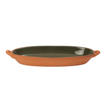 Dexam Sintra Glazed Terracotta Oval Baking Dish Olive Green