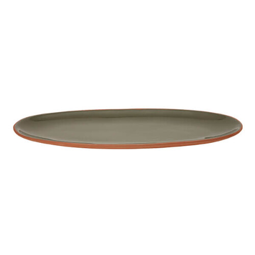 Dexam Sintra Glazed Terracotta Oval Serving Platter Olive Green