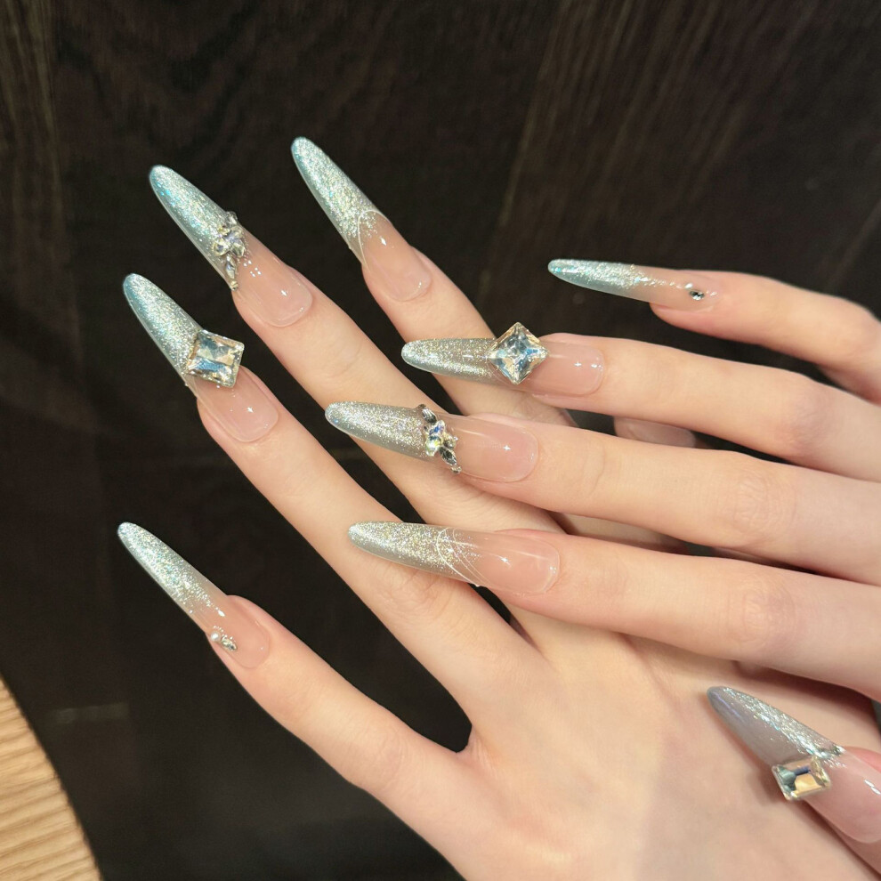 Phui-Pet-Supplies (Xs) Cat Eye 3D Rhinestone False Nails Kit For Women