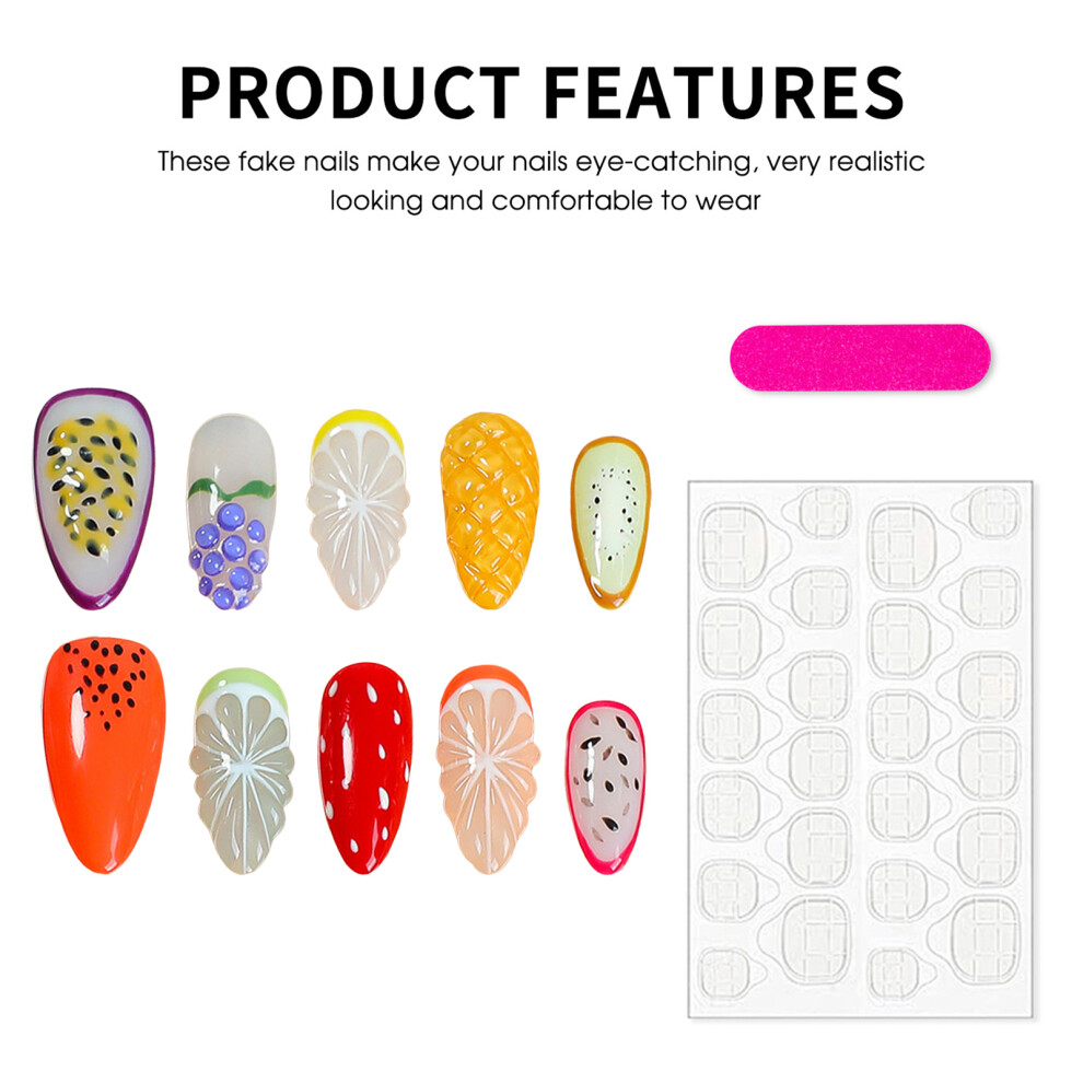 Hue-Grain (S) Fruit Press-On Nails For Women & Girls - 50 Char