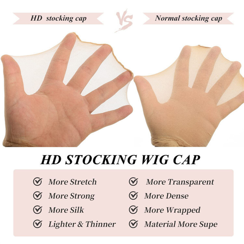 Roc-Electron Beige (12Pcs) Stretchable Wig Cap, 8-100Pcs