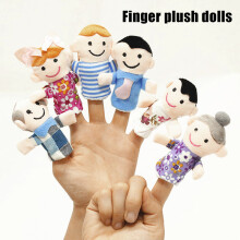 (Black) 6pcs Velvet Finger Puppet Set for Kids
