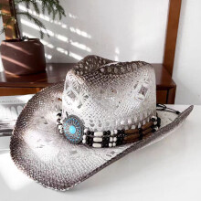 (White) Straw Cowboy Hat for Running & Hiking