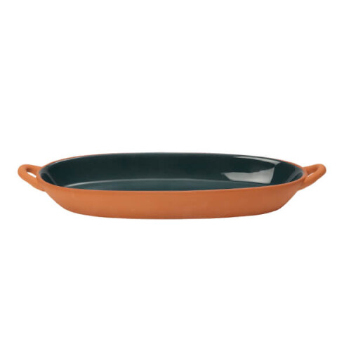 Dexam Sintra Glazed Terracotta Oval Baking Dish Ink Blue