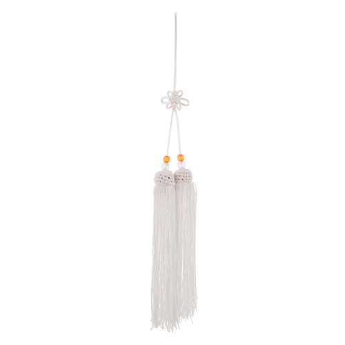White Drama Sword Tassel Silk Martial Arts Practice Accessory