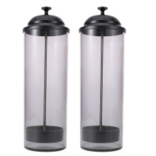 2Pcs Plastic Straw Holder with Lid for Kitchen Counter Gray Organizer